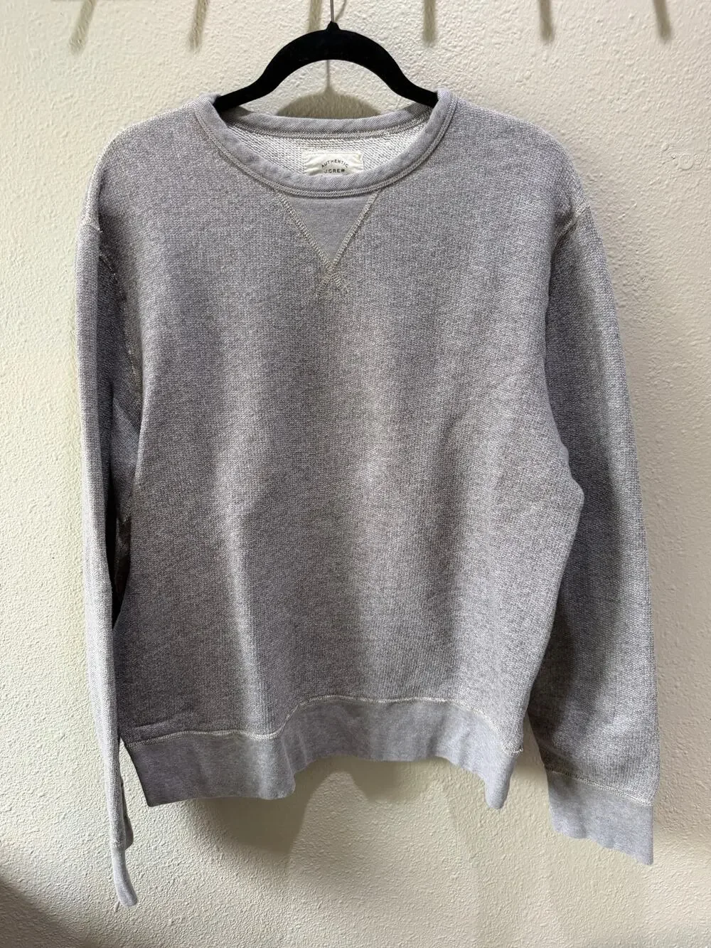 J. Crew Mens Vintage Fleece Sweatshirt Gray 100% Cotton Crewneck Pullover Size L